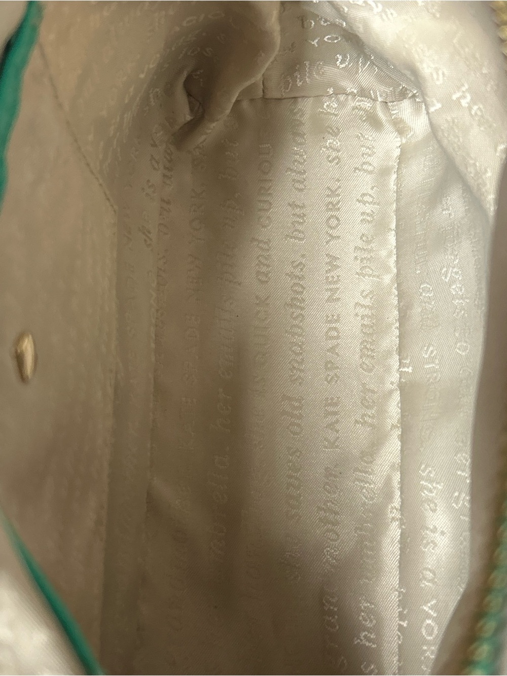 kate spade Storybook Lining Teal and Cream Stripe Crossbody Approx. 10 x 6.5 x 3 - Picture 13 of 17